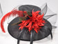 Black Red Peacock Feathers Wide Brim Kentucky Derby Hat, Ascot Hat for Wedding & Tea Party, Garden Party Hat, Mother of the Bride, Church