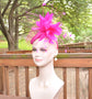 Hot Pink Sinamay Fascinator Hat: Feather Flower Headband