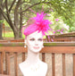 Hot Pink Sinamay Fascinator Hat: Feather Flower Headband