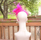 Hot Pink Sinamay Fascinator Hat: Feather Flower Headband