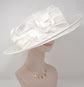 White Sinamay Kentucky Derby Hat: Wide Brim Feathered Ascot Hat