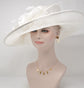 White Sinamay Kentucky Derby Hat: Wide Brim Feathered Ascot Hat