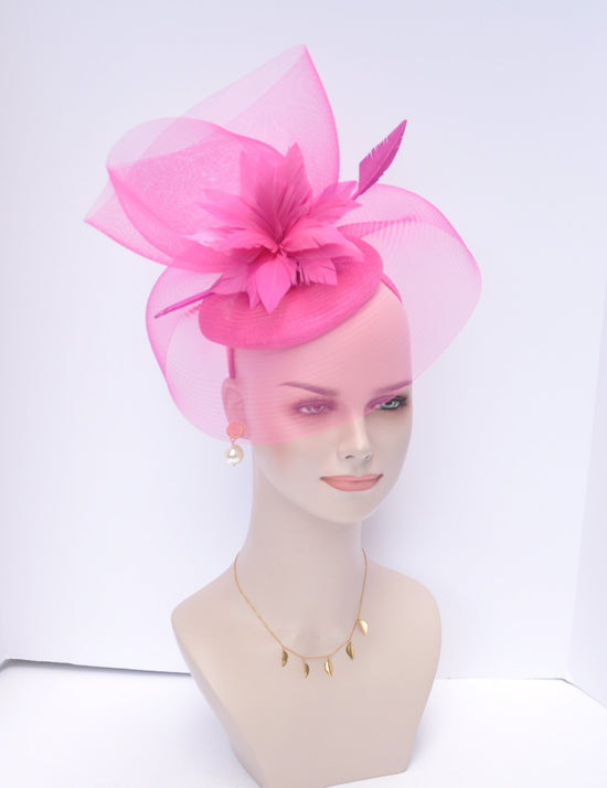 Hot Pink Feather Fascinator Hat: Kentucky Derby Wedding Headband
