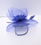 DerbyWedding Feather Floral Organza w Sinamay Headband Fascinator Hat Cocktail Royal Blue