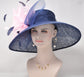 Navy Blue Kentucky Derby Hat: Feather Flower Tea Party Hat