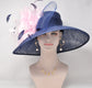 Navy Blue Kentucky Derby Hat: Feather Flower Tea Party Hat