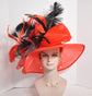 Red Kentucky Derby Hat: Wide Brim Ostrich Feather Ascot Hat