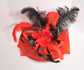 Red Derby Hat: Wide Brim Ostrich Feather Ascot Hat
