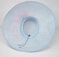 Powder Blue Sinamay Derby Hat: Pink Feather Wide Brim Ascot Hat