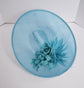 Aqua  Sinamay Disc Fascinator Hat with Same Color  Handmade Silk Flowers and Feathers