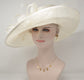Ivory Kentucky Derby Hat: Wide Brim Sinamay Church Wedding Hat