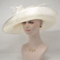 Ivory Off White Wide Brim Kentucky Derby Hat, Ascot Hat for Wedding & Tea Party, Garden Party Hat, Mother of the Bride, Church