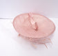 Blush Pink Sinamay Fascinator: Derby Hat with Feathers & Netting