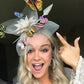 DerbyFeather Fascinator Hat: Floral Organza & Butterfly Headband