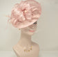 Blush Pink Sinamay Fascinator: Kentucky Derby Hat with Feathers & Netting