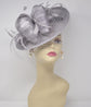 Gray Sinamay Fascinator Hat: Feather & Net Derby Hat
