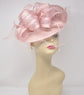 Blush Pink Sinamay Fascinator: Kentucky Derby Hat with Feathers & Netting