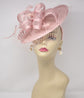Blush Pink Sinamay Fascinator: Kentucky Derby Hat with Feathers & Netting