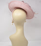 Blush Pink Sinamay Fascinator: Kentucky Derby Hat with Feathers & Netting