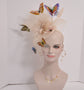 Kentucky Derby Feather Fascinator Hat: Floral Organza & Butterfly Headband