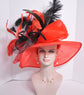 Red Kentucky Derby Hat: Wide Brim Ostrich Feather Ascot Hat