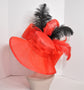 Red Kentucky Derby Hat: Wide Brim Ostrich Feather Ascot Hat