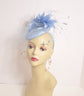 Powder Blue Feather Fascinator Hat: Sinamay Headband, Royal Ascot Races