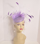 White Sinamay Fascinator Hat: Goose & Rooster Feather Flowers