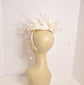 Ivory Sinamay Fascinator Hat: Goose & Rooster Feather Flowers