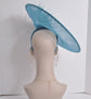 Aqua  Sinamay Disc Fascinator Hat with Same Color  Handmade Silk Flowers and Feathers