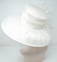 White Sinamay Kentucky Derby Hat: Feather Flowers Wide Brim