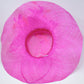 Fuchsia Feather Flower Derby Hat: Orange Accent Sinamay Brim