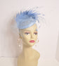 Powder Blue Feather Fascinator Hat: Sinamay Headband, Royal Ascot Races