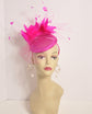 Hot Pink Sinamay Fascinator Hat: Rooster Feather Flowers Headband