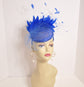 Royal Blue  Sinamay w Goose and Rooster Feather Flowers Fascinator Hat  Made On A Same Color Headband Many Colorful Feathers Available