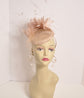 Champagne Sinamay Fascinator Hat: Feather Flowers, Headband
