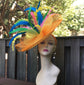 Orange Feather Fascinator Hat: Royal Ascot Kentucky Derby Headband