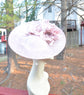 Dusty Pink Sinamay Disc Fascinator Hat with   Handmade Silk Flowers and Feathers