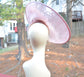 Dusty Pink Sinamay Disc Fascinator Hat with   Handmade Silk Flowers and Feathers