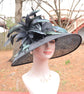 Church Derby HatCarriage Tea Party Wedding Wide Brim  Royal Sinamay Hat Black