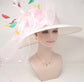 Wide Brim Sinamay Derby Hat: Feather Flower Royal Ascot Fascinator