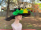 Feather Flower Kentucky Derby Hat: Black Sinamay Wide Brim with Pheasant Feathers