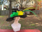 Feather Flower Kentucky Derby Hat: Black Sinamay Wide Brim with Pheasant Feathers