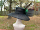 Black Derby Hat: Green Feather Peacock Fascinator