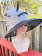Church Derby Hat Carriage Tea Party Wedding Wide Brim  Royal Sinamay Hat Black