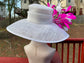 Sinamay Derby Hat: White Feather Flowers, Royal Ascot Tea Party