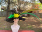 Feather Flower Kentucky Derby Hat: Black Sinamay Wide Brim with Pheasant Feathers