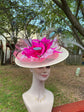 Ivory Sinamay Fascinator Hat: Feather Flower Kentucky Derby Hat