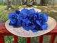 Wide Brim Sinamay Derby Hat: Peach & Navy Satin Flowers
