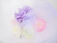 Sinamay Disc Fascinator Hat: White with Silk Flowers & Tulle Bows